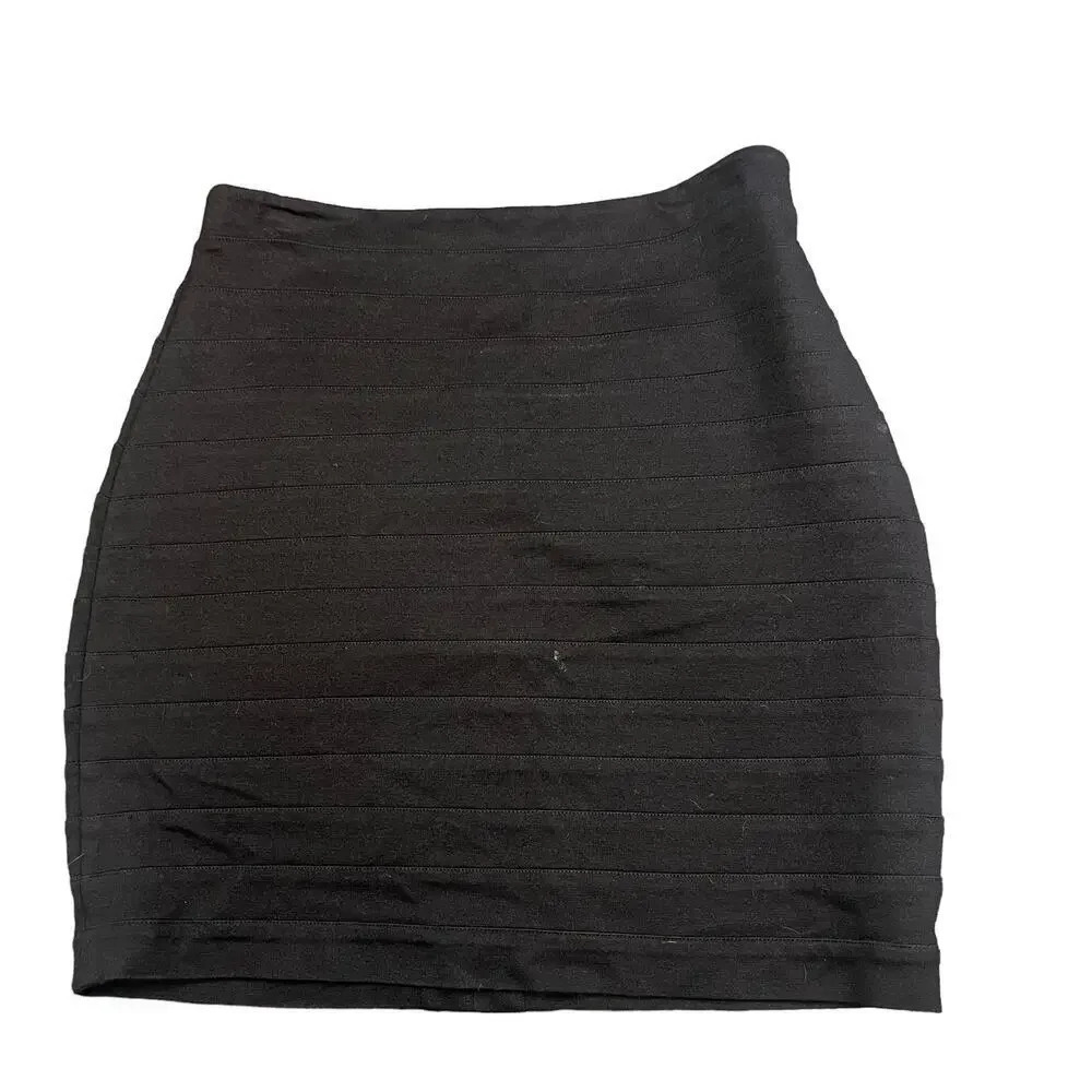 Express Design Studio Women's Size 6 Black‎ Ribbed High Waist Mini Pencil Skirt